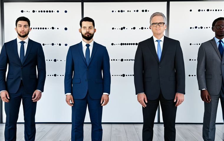 자기 교정 학습 프로세스의 사회적 영향 - Algorithmic Bias in Hiring**
"A diverse group of professional candidates standing in line for a job...